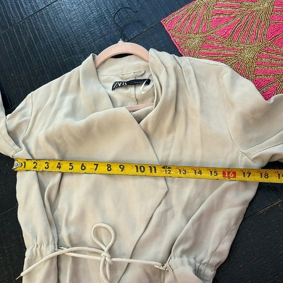 Zara Open Front Drawstring Waterfall Blazer Jacket in Beige size XS - Picture 12 of 16